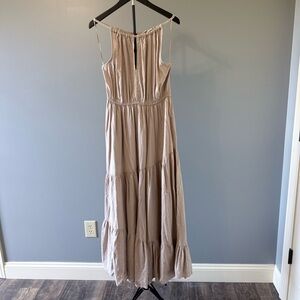 Rachel Zoe Taupe Tiered Maxi Dress with Spaghetti Straps